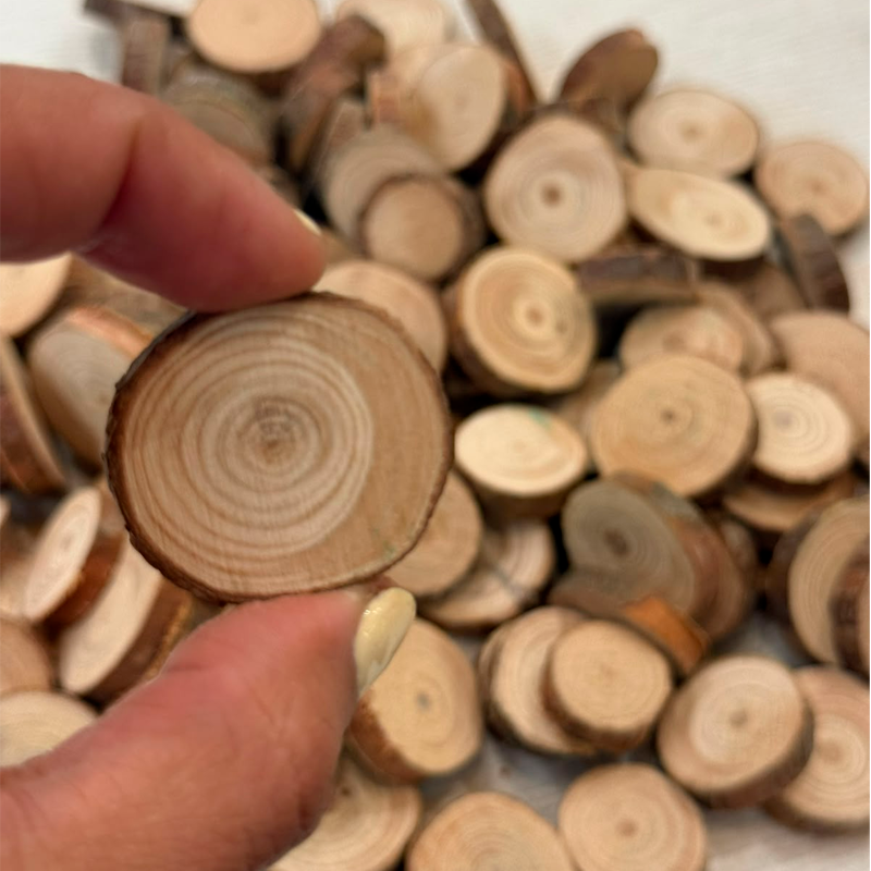 Mini trozos de Arbol de Pino Redondos Ecológicos para Adornos de Arte y Manualidades