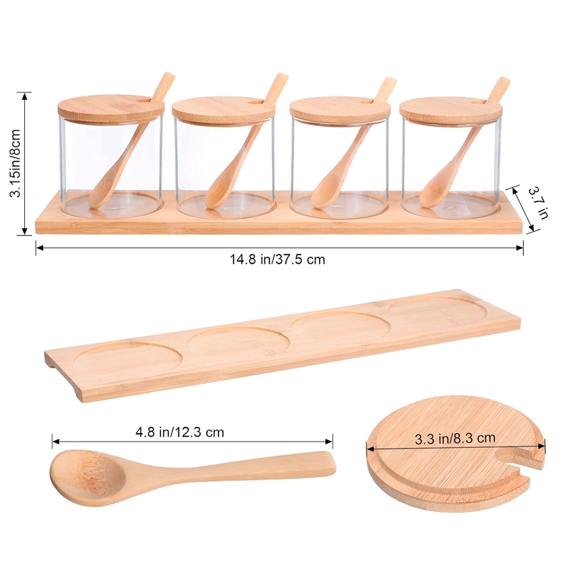 Set frascos vidrio tapa bambú organizadores cocina