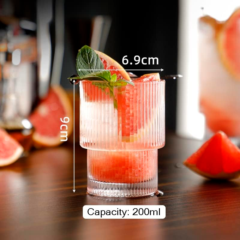 Set 6 Vasos de Vidrio Estilo Origami Cristal Acanalado
