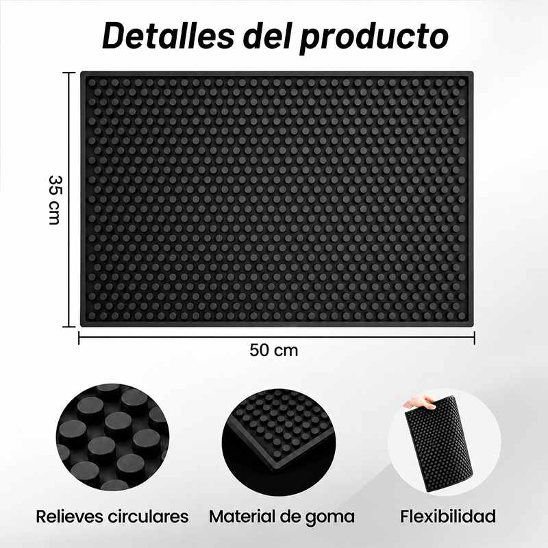 Tapete De Goma Antideslizante De Barra Antiderrame 35x50cm
