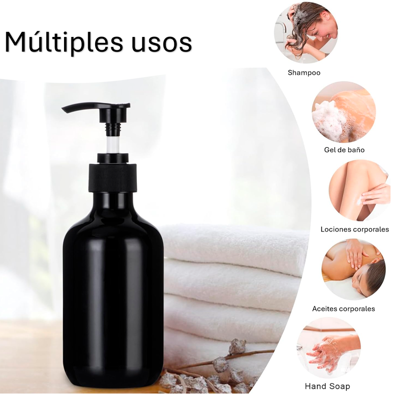 Set de Dispensadores Negros con Soporte de Pared