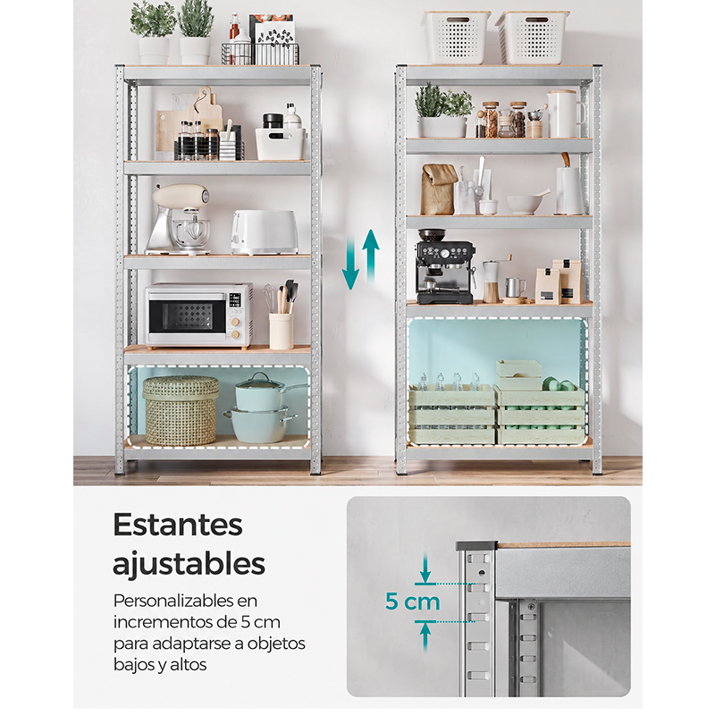 Estante Metálico 5 Niveles 180x90x40cm Rack Organizador