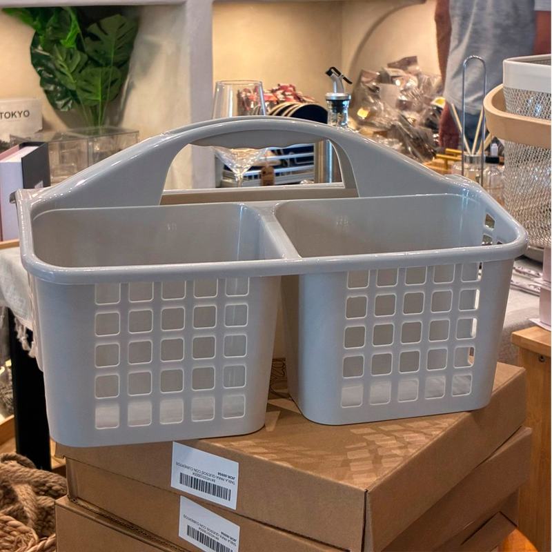 Cesta Organizadora Plástica Para Limpieza Cocina Baño Champú Gris