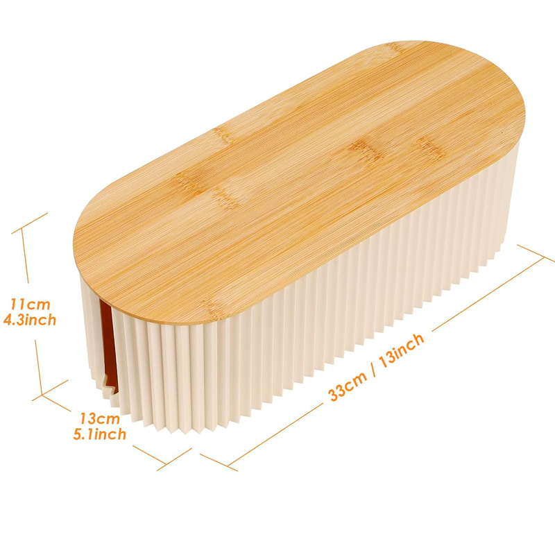 Caja Organizadora De Almacenamiento De Cables Soporte Con Tapa de Bambu