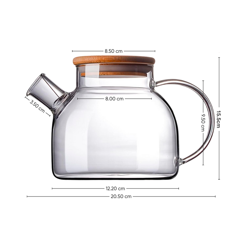 Tetera Vidrio Con Tapa De Bambú Infusión Té