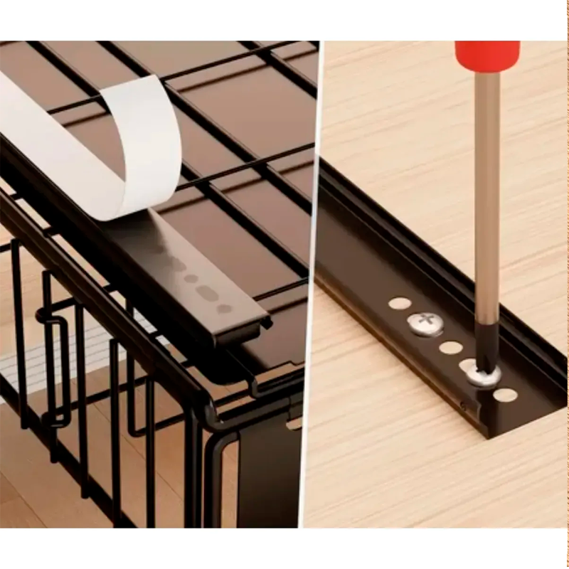 Set 2 Organizador Cocina Bajo Mesada Canasto Extraible Acero Inox