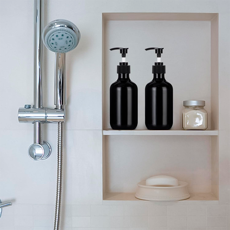Set de Dispensadores Negros con Soporte de Pared