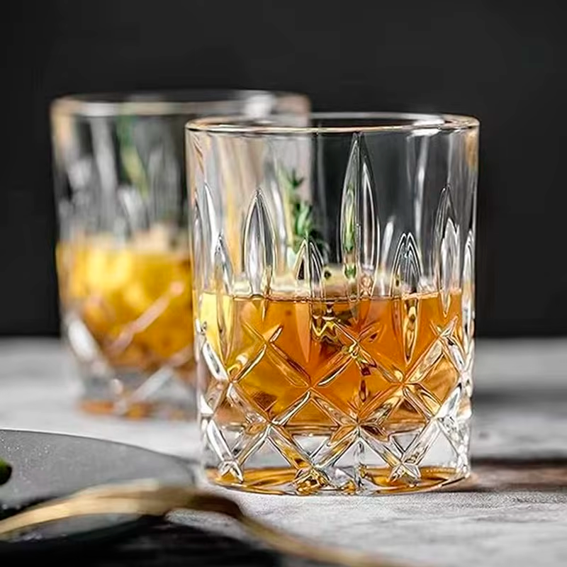 Set 6 vasos de whisky esculpidos 330ml Vaso de Vidrio