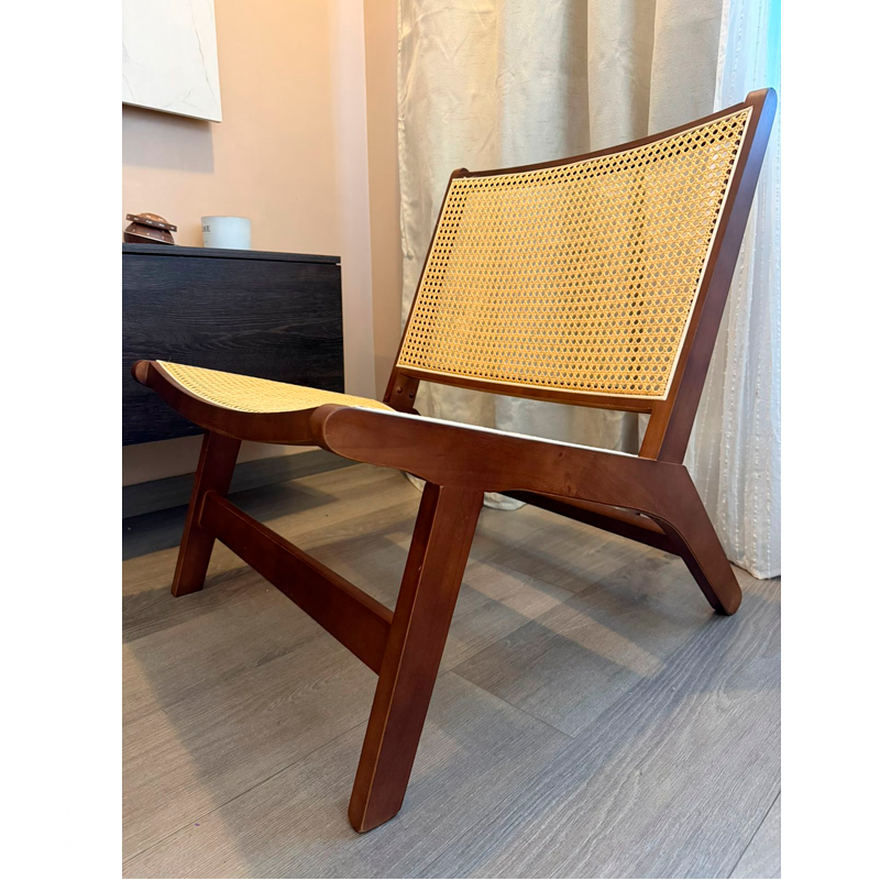 Silla Auxiliar Sin Brazos WakesHome Madera y Ratán Perfil Bajo