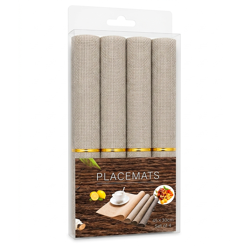 Set 4 Individuales Impermeable De Mesa Rectangulares De Pvc