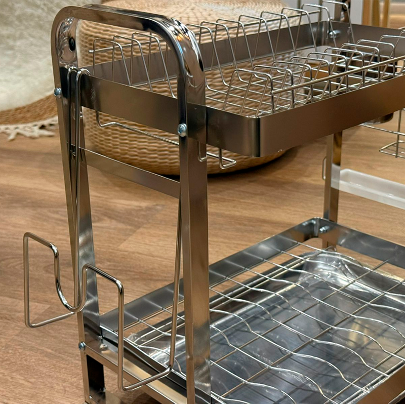 Escurridor De Platos Inoxidable De 2 Niveles Organizador De Cocina con Portaservicio