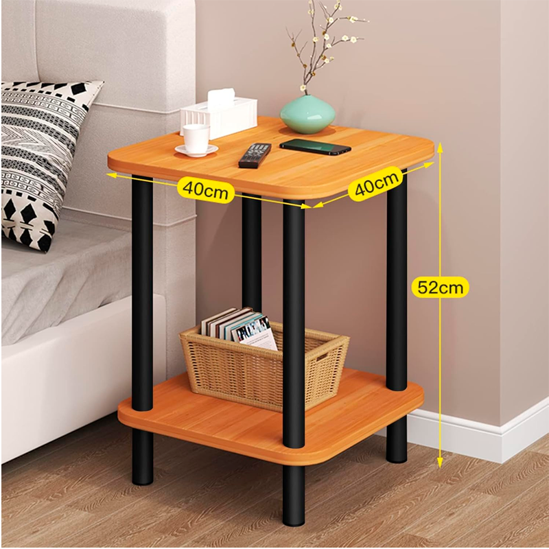 Mesa De Noche Top Living Velador 2 Niveles De Bambú Brillante