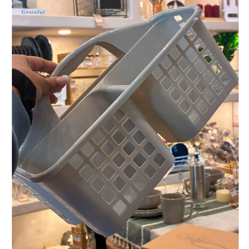Cesta Organizadora Plástica Para Limpieza Cocina Baño Champú Gris