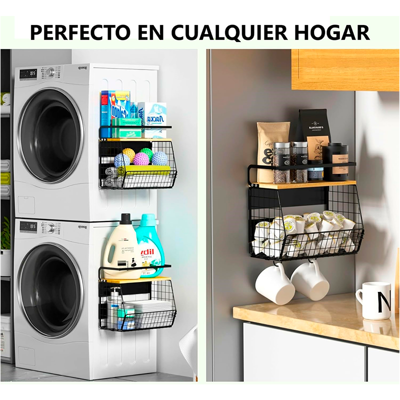 Canasto Para Frutas Frutero Magnetico Hogar Verdulero Cocina Negro