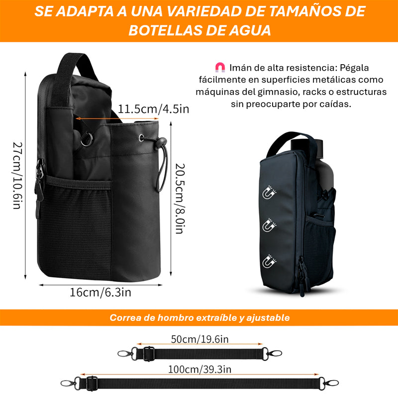 Bolsa Magnética Unisex para Gimnasio Correa Ajustable Soporte de Botella de Agua