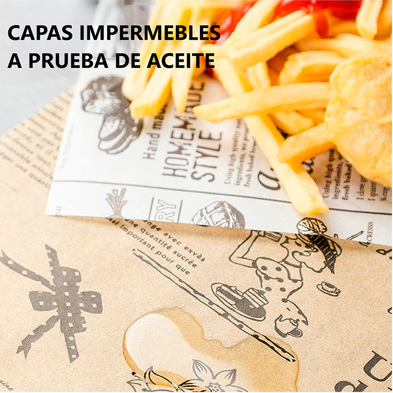 Set 1000 Pliegos De Papel Mantequilla 28x38cms Para Comida