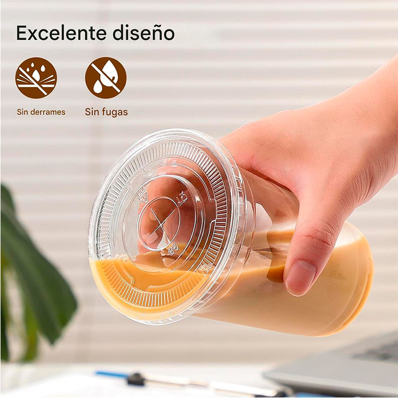 50 Vasos Desechable Plástico Con Tapa Y Bombillas 16 Onzas Transparente