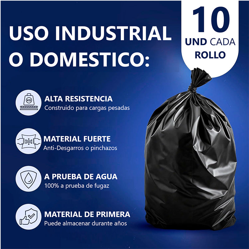 Bolsa De Basura Grande 70x90 Cms Ultra Resistente 10 Unidad