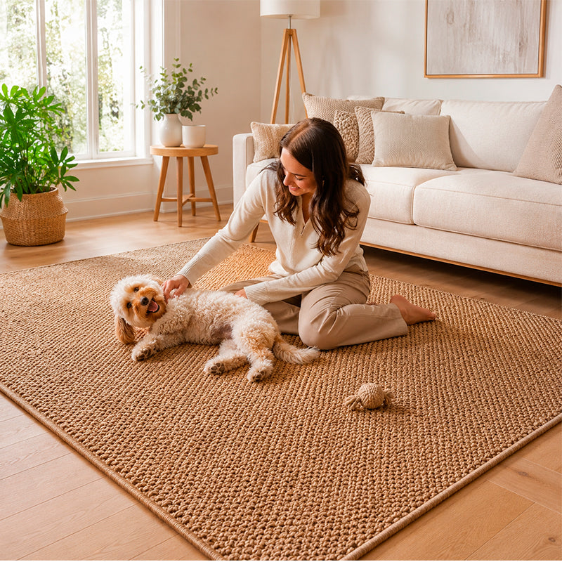 Alfombra Estilo Yute Tejida Para Living Resistente Mascotas