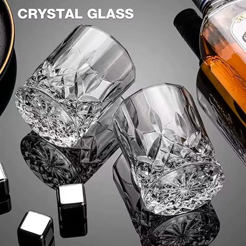 Set 6 vasos de whisky esculpidos 330ml Vaso de Vidrio