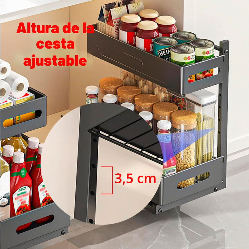 Organizador Bajo Fregadero Deslizable de 2 Niveles