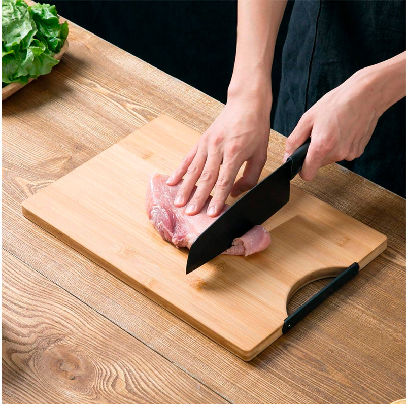 Tabla de Cortar de Madera para Cocina con Mango Antideslizante