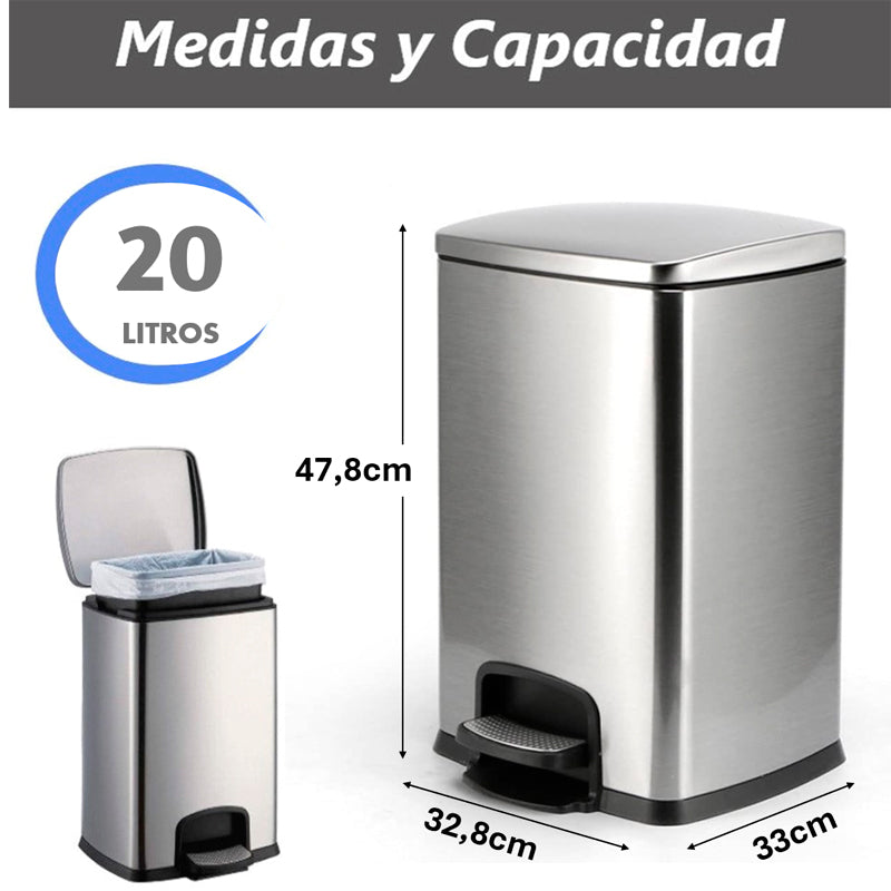 Cubo De Basura De Acero Inoxidable Hogar Oficina 20L 30L