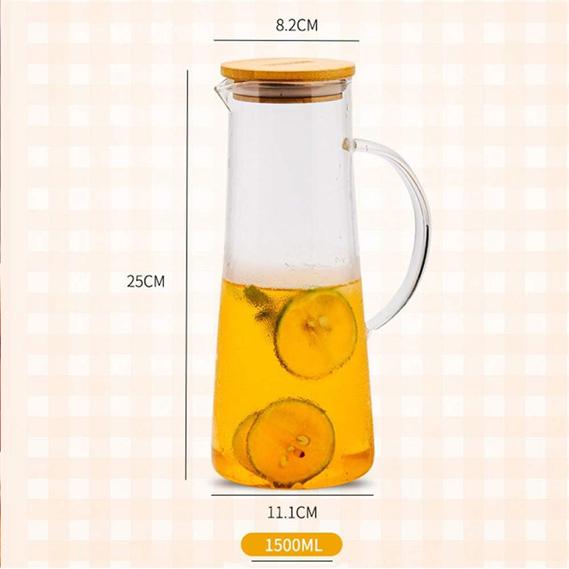 Jarra De Vidrio Con Tapa Para Agua Jugos Bebidas De 1.5 L Transparente
