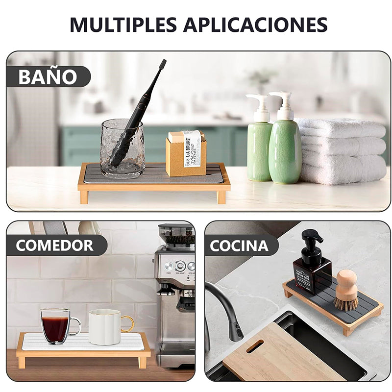 Escurridor De Cocina Bandeja De Secado Absorbente Para Baño Gris Oscuro