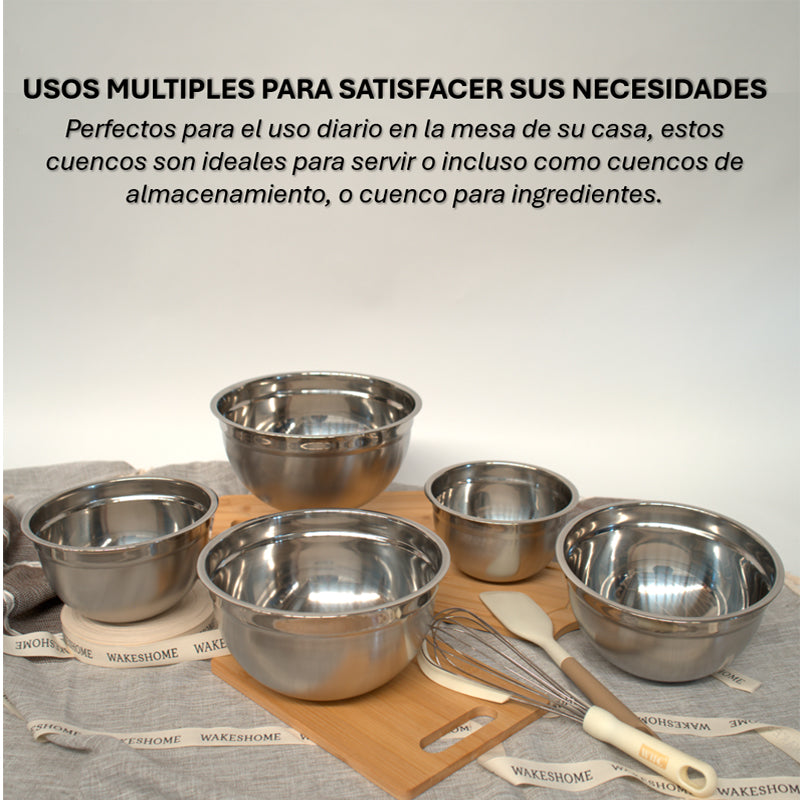 Tazones Bowls Cuencos Acero Inoxidable Reposteria Pocillo Fuente Wakeshome
