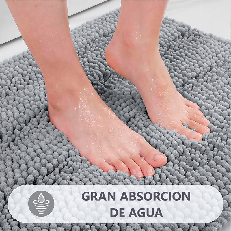 Tapete Alfombrilla De Baño Super Absorbente Piso Tina Ducha Gris Oscuro