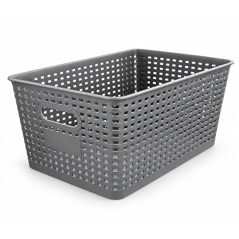 Pack Caja Organizadora Ratán 10lt Color Gris Canasto Cocina