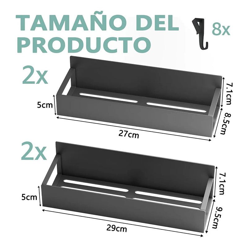 Estante Magnético 4pcs Metal Especias Refrigerador Lavadora Negro