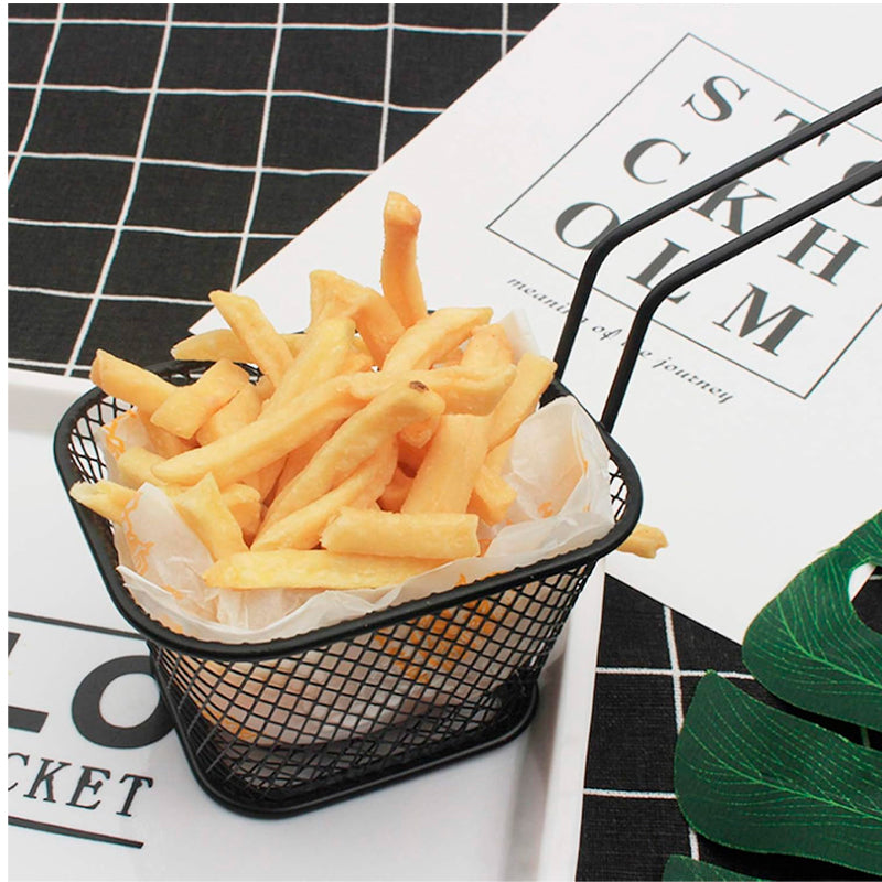 Mini Cesta Cuadrada para Freír Soporte para Papas Fritas de Acero Inoxidable