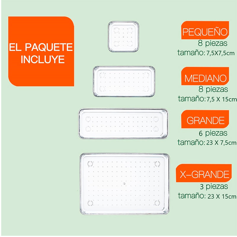 Juego De 25 Organizadores De Cajones De Plástico