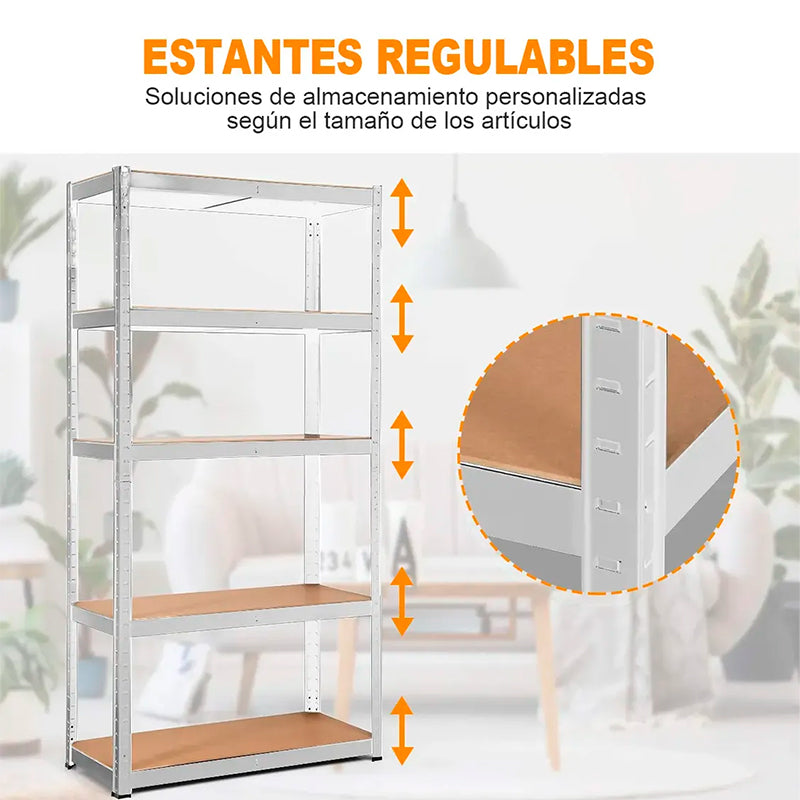 Estante Metálico 5 Niveles 180x90x40cm Rack Organizador