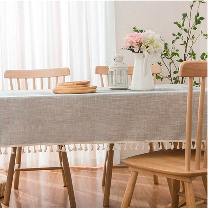 Mantel Rectangular Mantel De Mesa Borla Algodón 100x160cm Gris Rayas