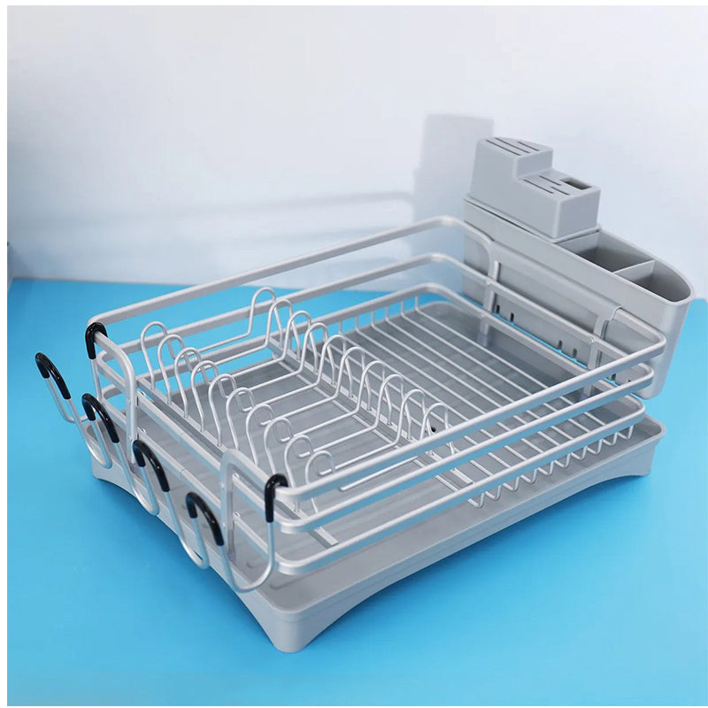 Secador De Platos Para Cocina Escurridor Loza Acero Premium Plateado