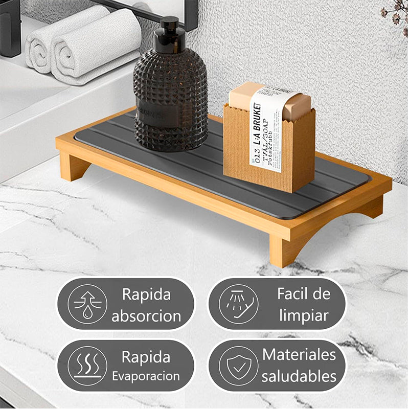 Escurridor De Cocina Bandeja De Secado Absorbente Para Baño Gris Oscuro