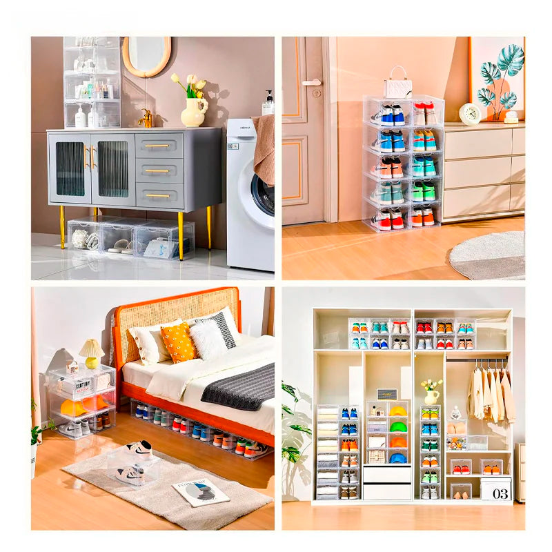 Caja Organizador de Zapatos Zapatera Apilable Cubo Para Calzado Apertura Frontal