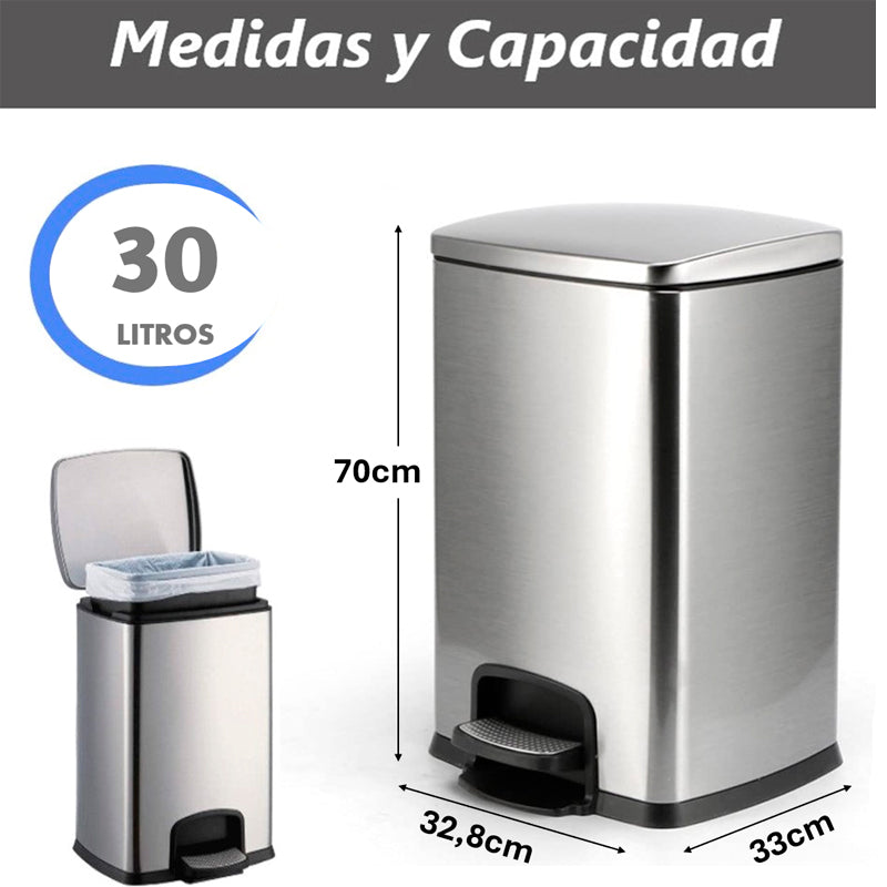 Cubo De Basura De Acero Inoxidable Hogar Oficina 20L 30L