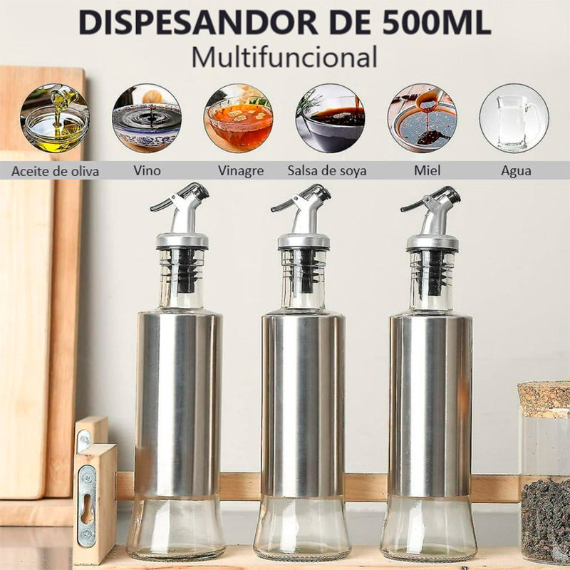 Alcuza Vidrio Botella Dispensador De Aceite, Vinagre /500ml