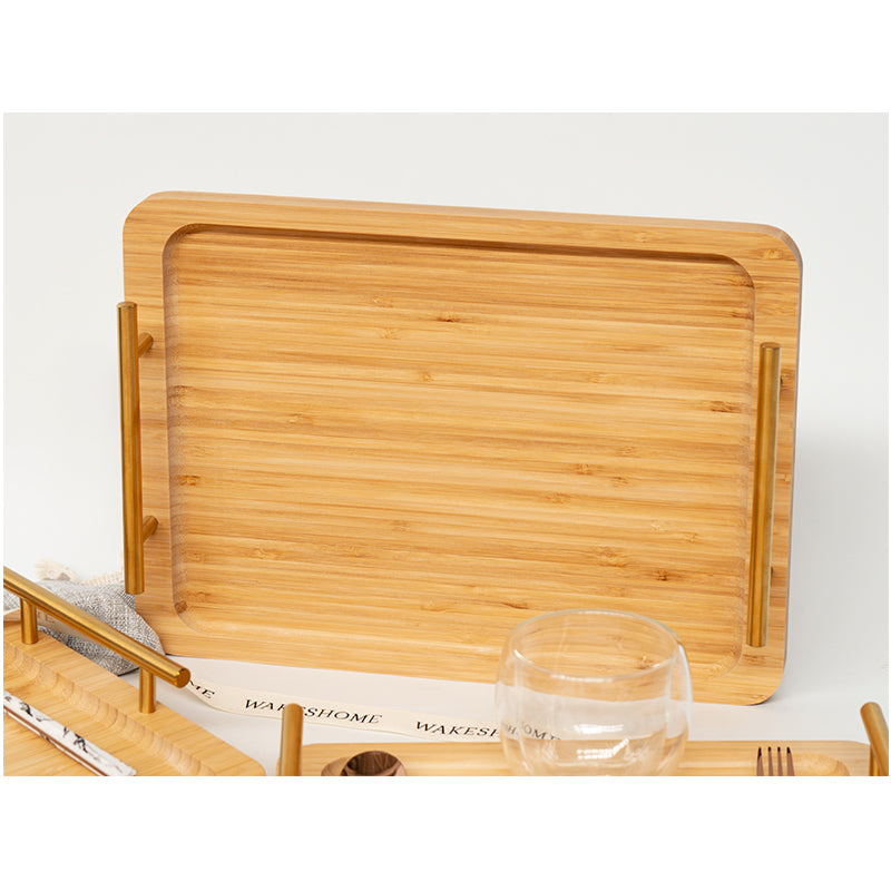 Set 3 Bandeja De Servicio Bambu Con Asas De Cocina Desayuno Madera