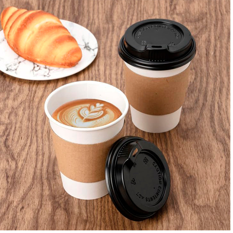 Vaso Cafe Kraft Vasos Polipapel Con Tapa Manga 20oz 50und 20 Oz