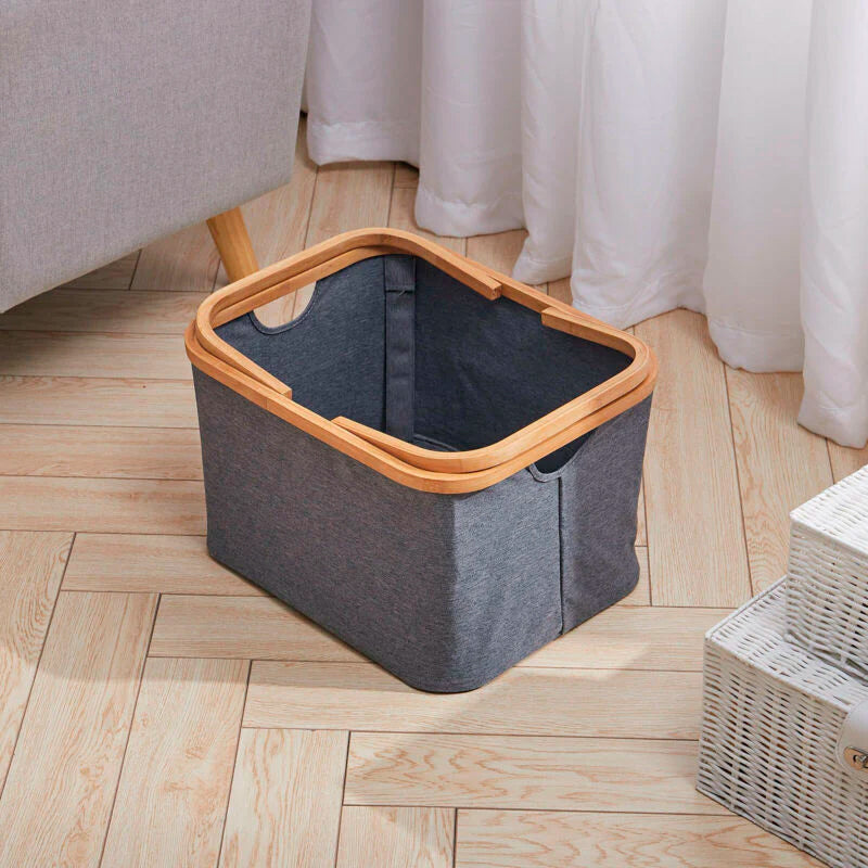 Cesto Plegable Para Ropa Canasto Con Asa Organizador Hogar Gris Oscuro Lisa