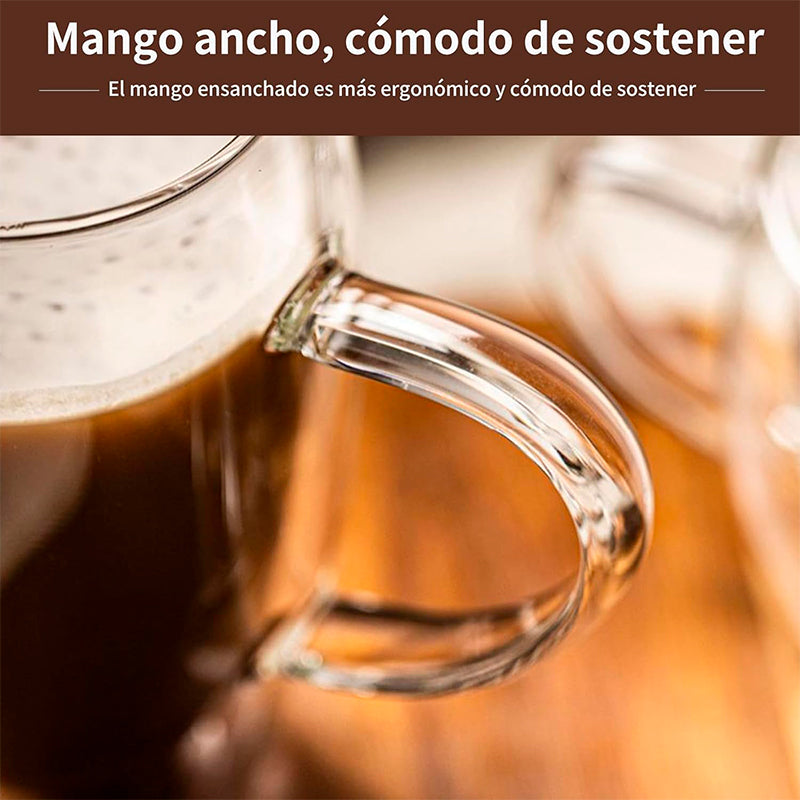 Mug Taza De Café oz Doble Pared Vidrio Vaso Termico