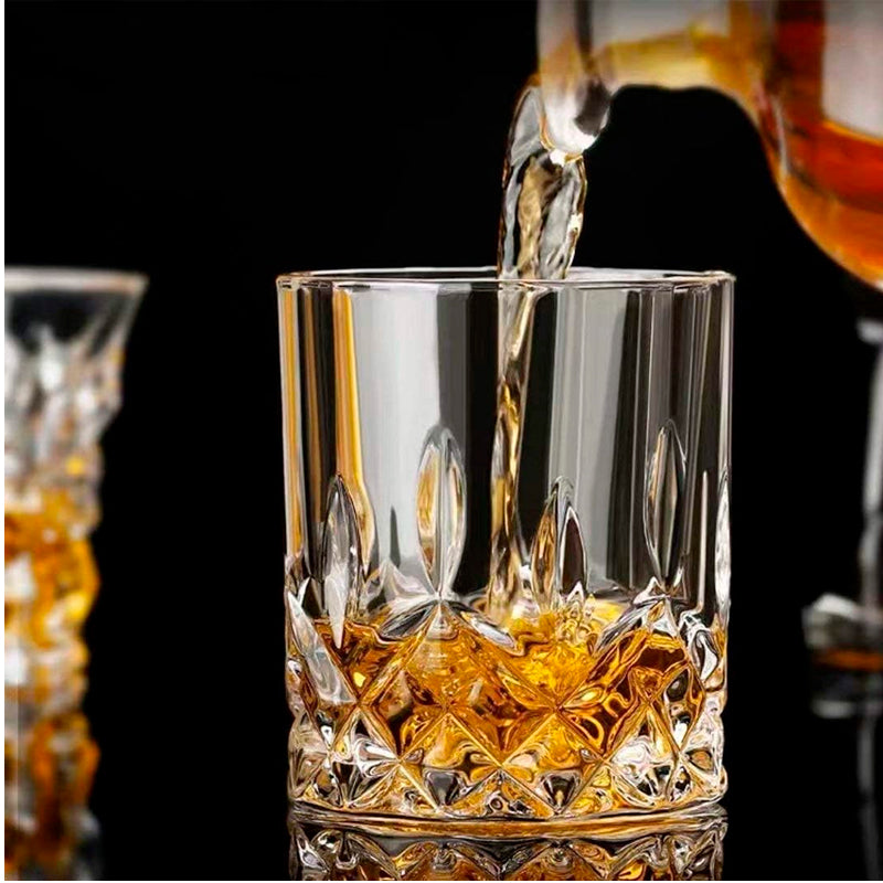 Set 6 vasos de whisky esculpidos 330ml Vaso de Vidrio