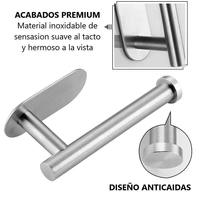 Porta Confort Baño Acero Inoxidable Estante Papel Higienico Plateado