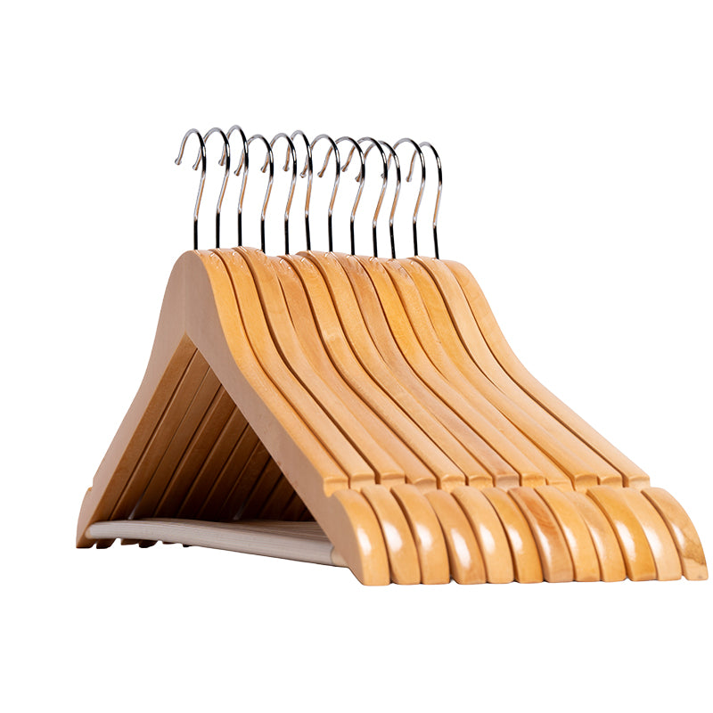 Colgadores De Ropa Set Bambu Antideslizante Wakeshome Madera
