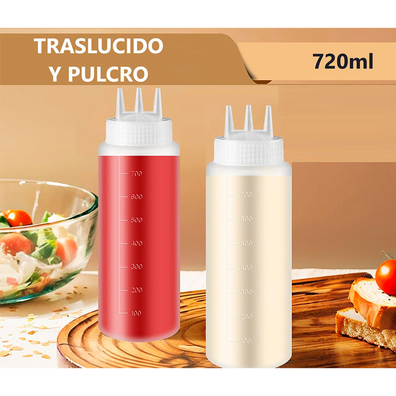 Dispensador Salsa Salsero Botella Transparente Graduado 720m Transparente
